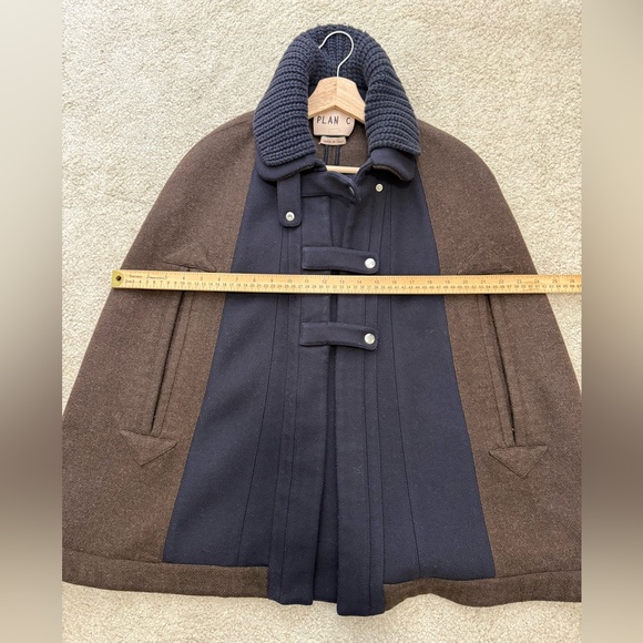 PLAN C Roll-neck Wool Cape Jacket In Brown Sz 38 = US 4 - Picture 13 of 15
